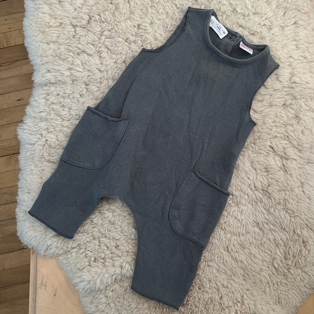 Zara Baby Gray Romper with Pockets